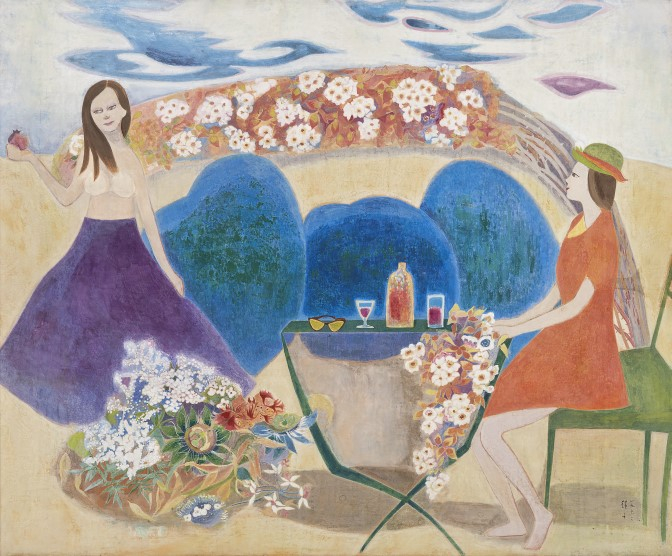 천경자, <정원>, 1962, 종이에 채색, 130x162, 개인 소장