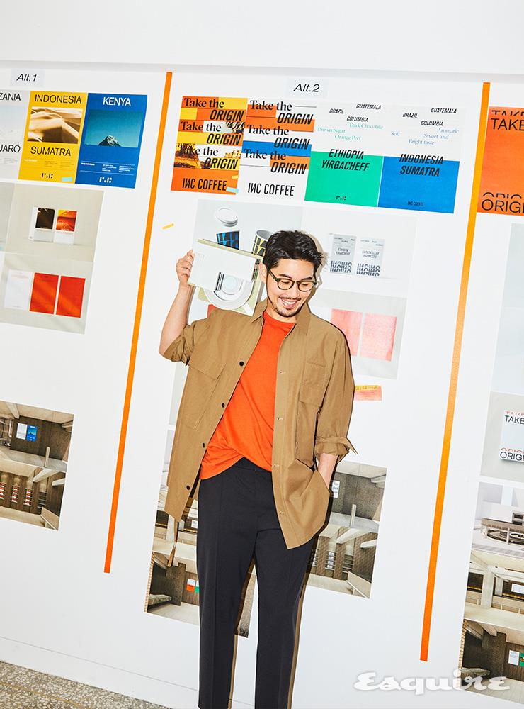 스트랩 포켓 셔츠, 블랙 슬랙스 모두 타임옴므.