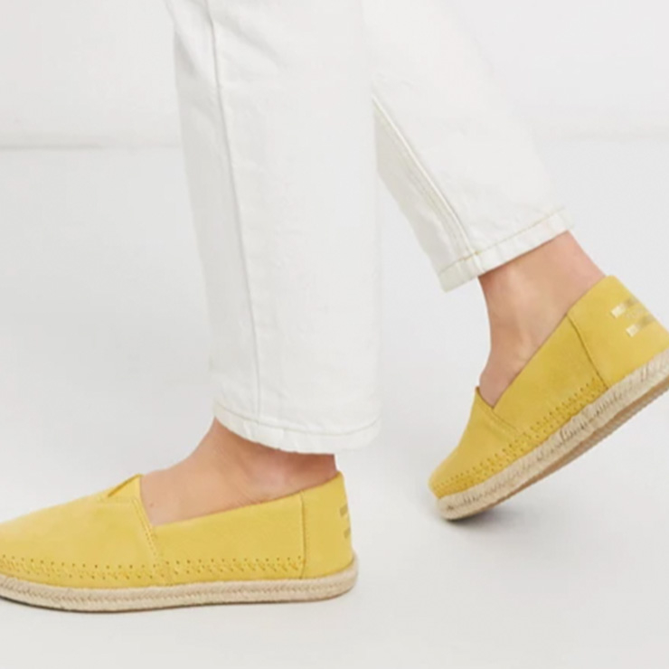 alpargata leather espadrilles in yellow, $126.33 USD