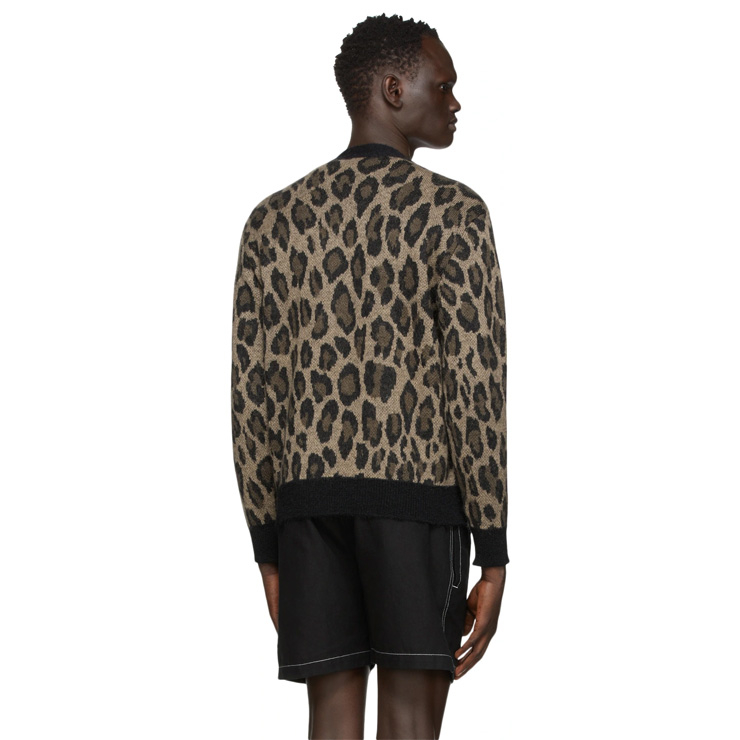 Brown & Black Mohair Leopard Cardigan, $460 USD
