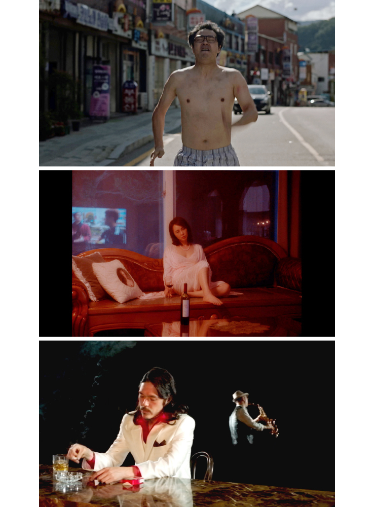 <뽕> 앨범 수록곡의 뮤직비디오. 순서대로 ‘뱅버스’ ‘이창’ ‘로얄블루’.
