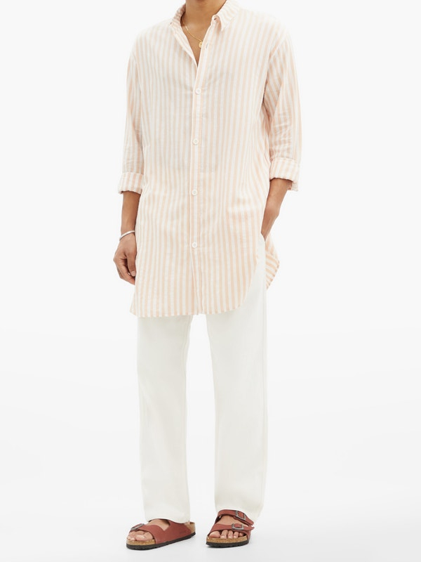 Straight-leg cotton-herringbone trousers, $243 USD