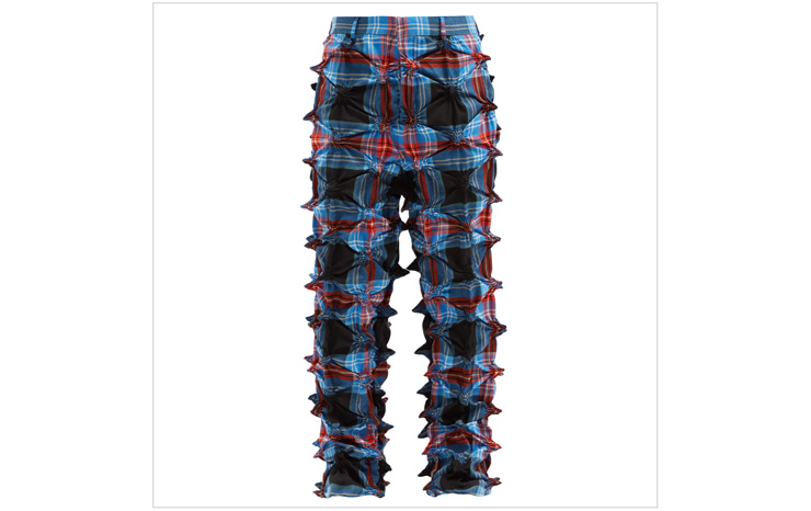 찰스 제페리 러버보이 & 스파이크 개더 타탄 울 트라우저스, $780 USD