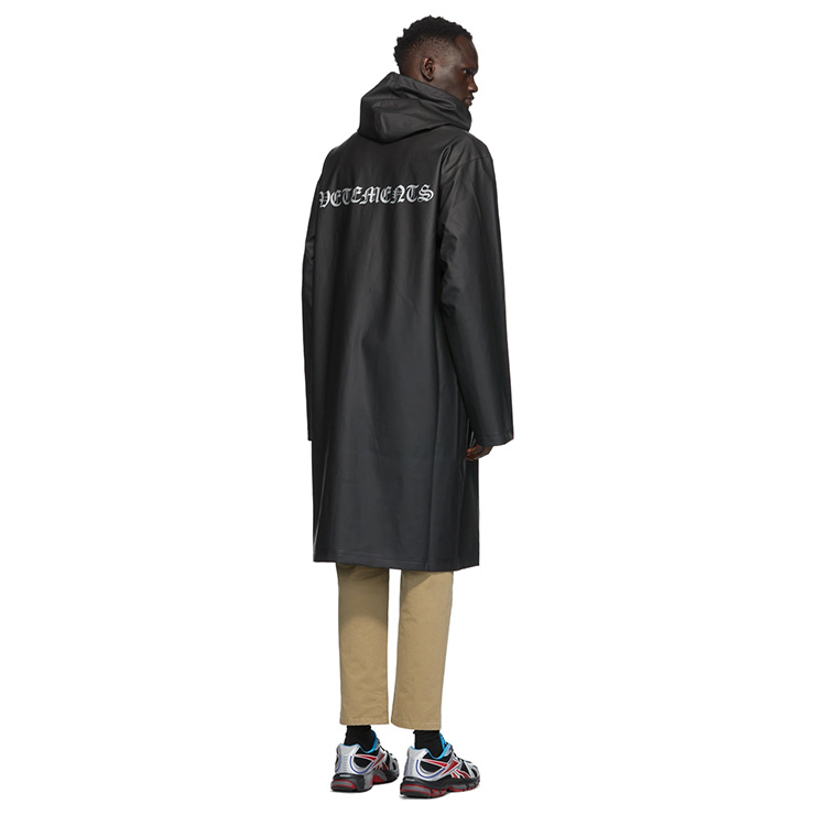 Black Logo Rain Coat, $725 USD.