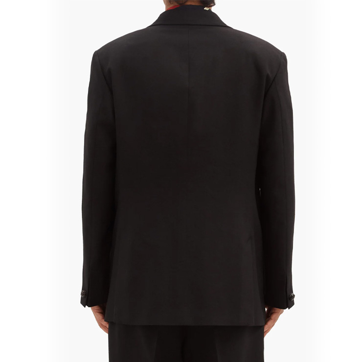 Patch pocket single-breasted wool suit jacket, $612 USD