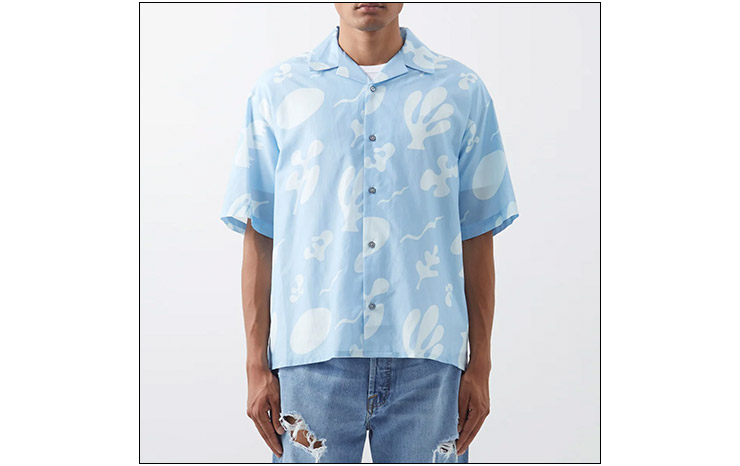 프레임 & 프린트 코튼 블렌드 쇼트 슬리브 셔츠, $298 USD